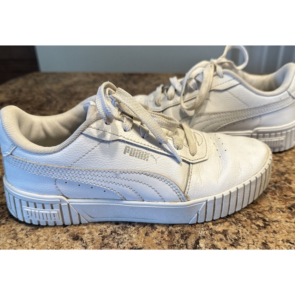 Puma Carina Platform Womens Size 6.5 White Walking Casual Leather Shoes Sneakers